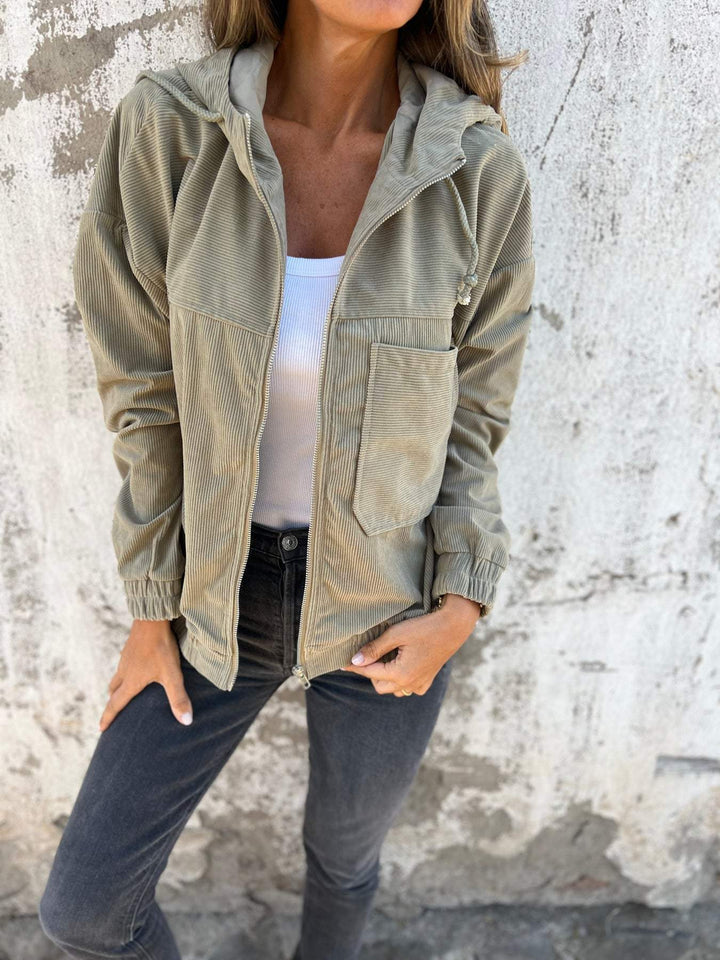 Julia | Niebieska Bluza Kaptur Sztruks Relaxed