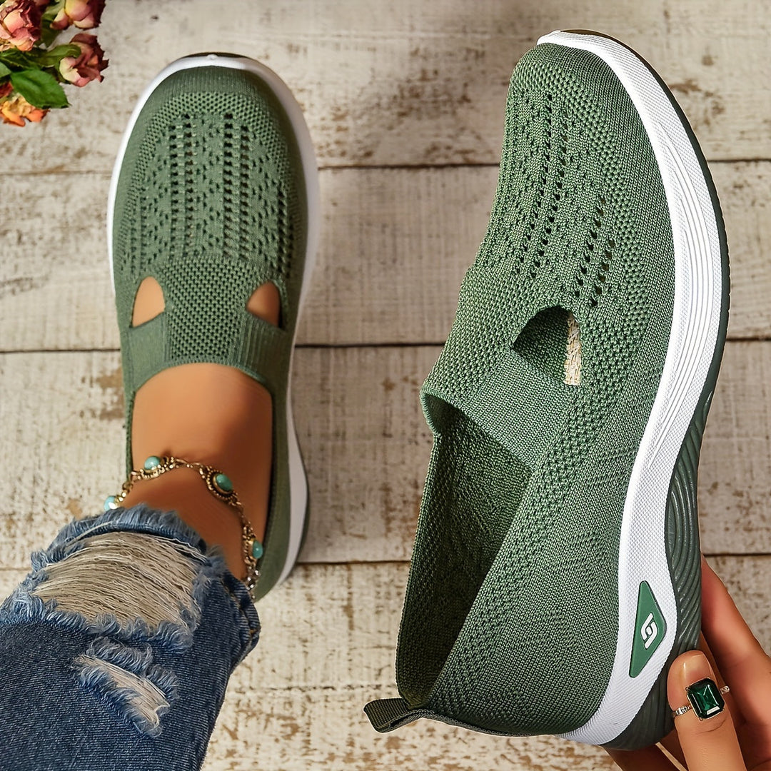 Weronika | Damskie Wsuwane Sneakersy Zielone Dzianinowe