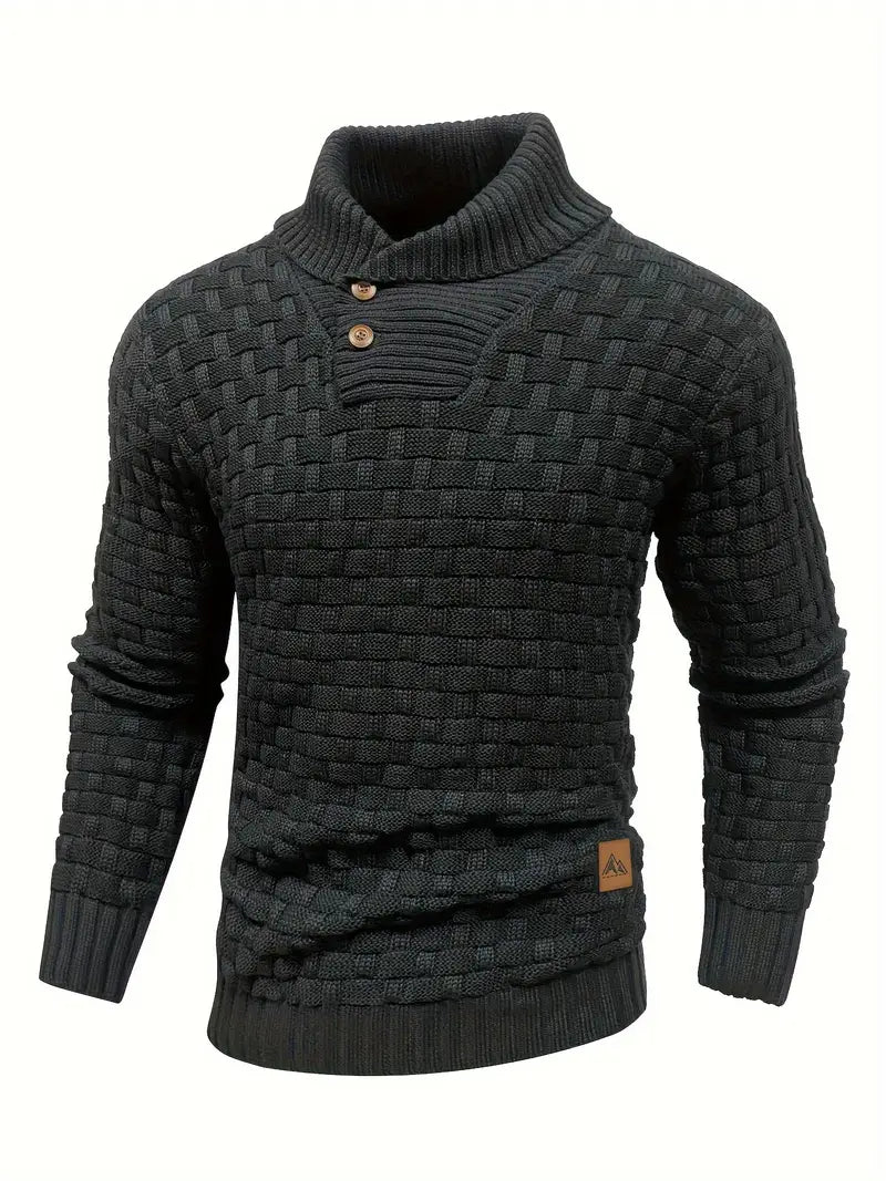 Marcin | Męski Sweter Knitwear Szalowy Kołnierz