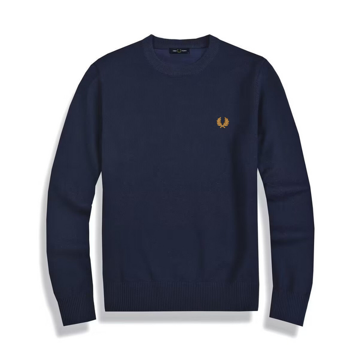 Tymon | Granatowy Sweter Meski z Okraglym Dekoltem