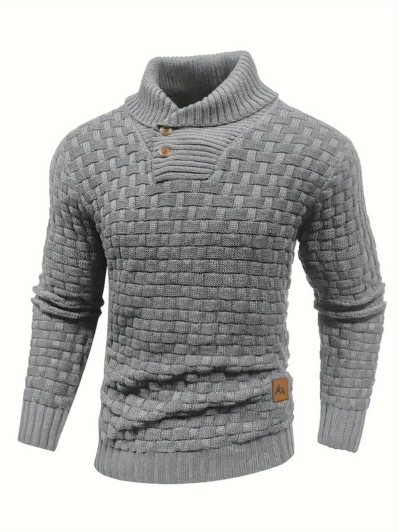 Marcin | Męski Sweter Knitwear Szalowy Kołnierz
