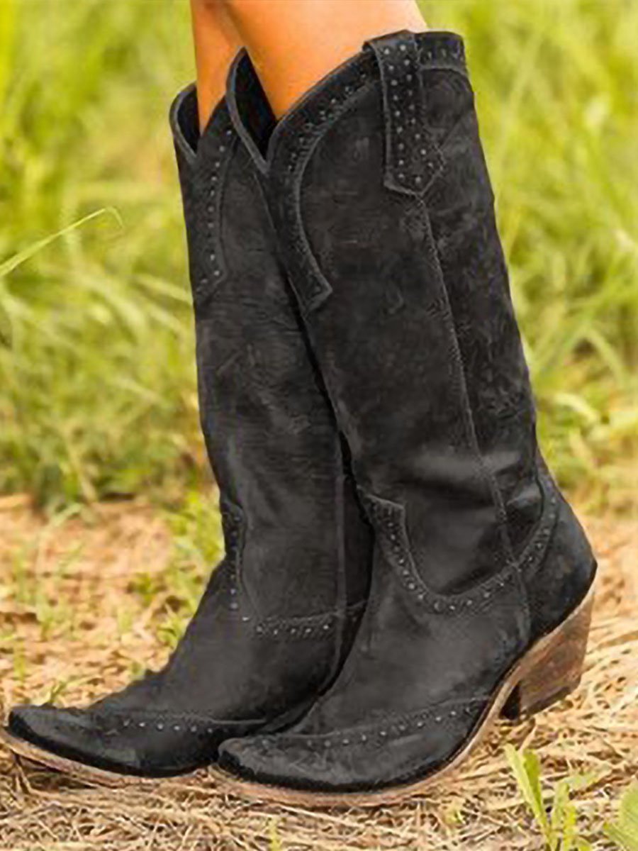 Aleksandra | Damskie Buty Kowbojki Skórzane Brąz