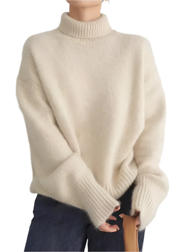 Malwina | Knitwear Sweter Oversize Golf Damski Szary Długie Rękawy