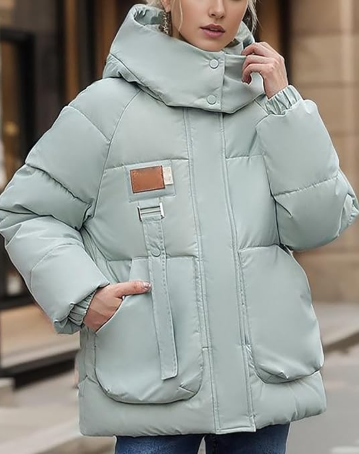 Sylwia | Kurtka Zimowa Damska Pikowana z Kapturem Oversize
