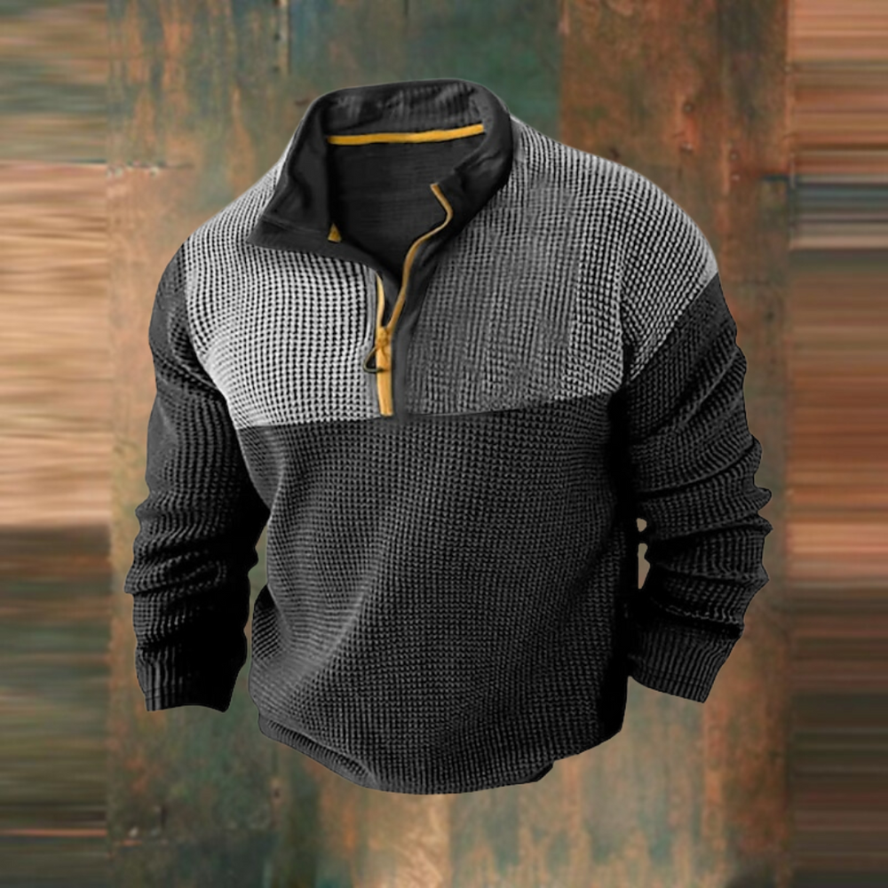 Sebastian | Męski Sweter Waffle Zamek Golf