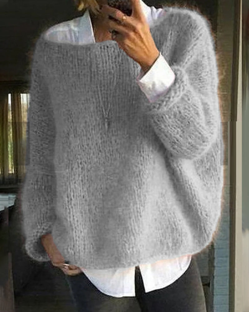 Klaudia | Sweter Damski Mohairowy Różowy Boat Neck