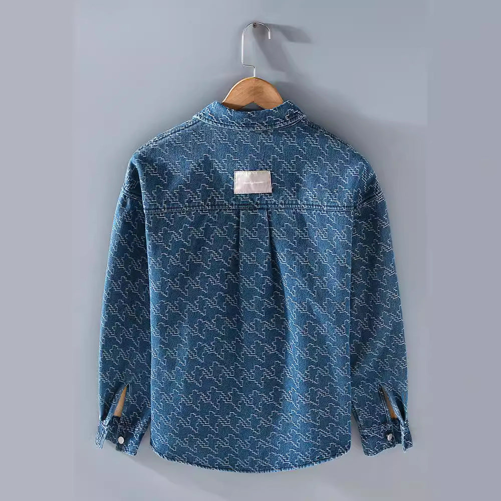 Filip | Kurtka Dżinsowa Męska w Kratę Houndstooth
