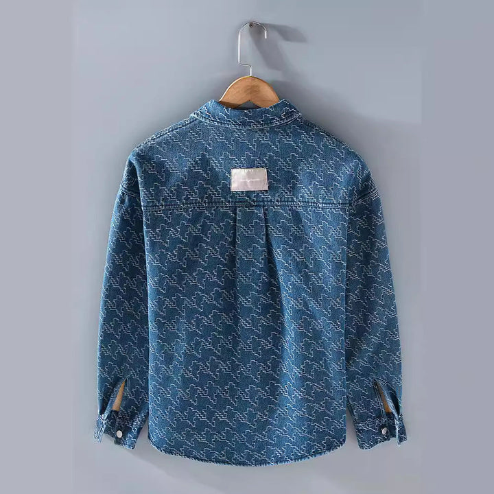 Filip | Kurtka Dżinsowa Męska w Kratę Houndstooth