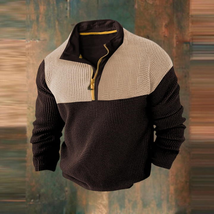 Sebastian | Męski Sweter Waffle Zamek Golf