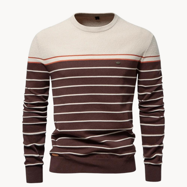Tomasz | Biały Knitwear Sweter Męski w Paski