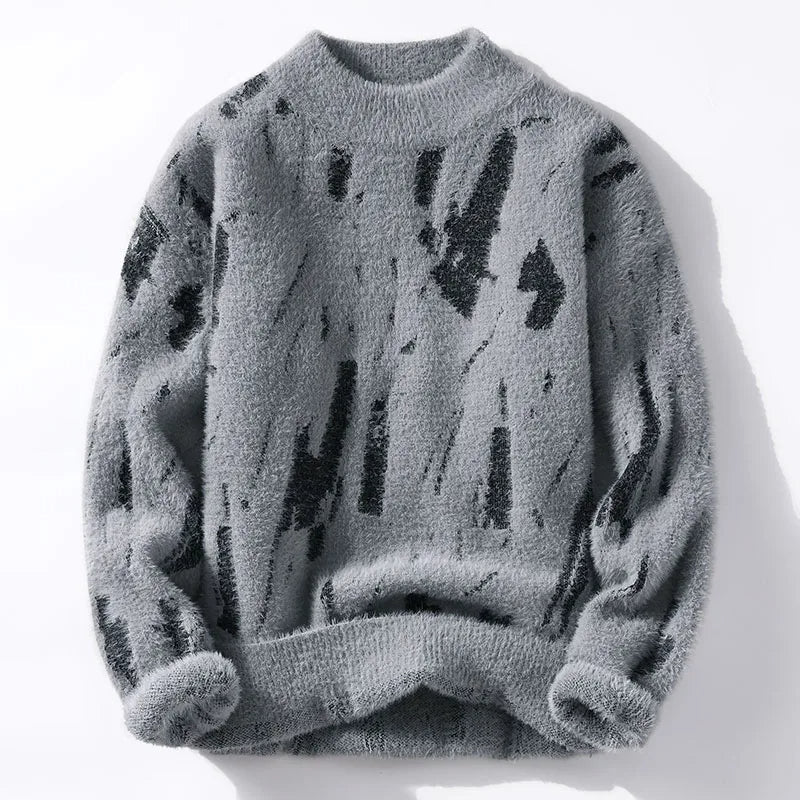 Sasza | Sweter Damski z Abstrakcyjnym Wzorem Longsleeve