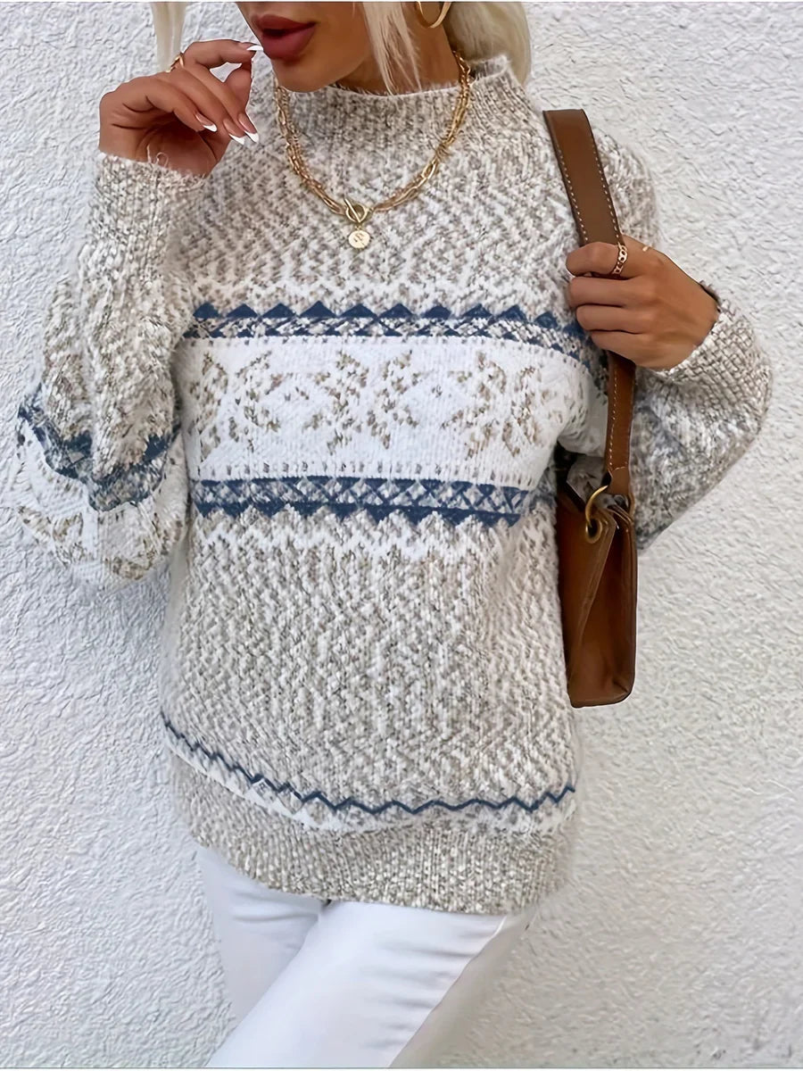 Barbara | Sweter Wzór Fair Isle Długi Rękaw
