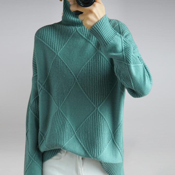 Jagoda | Swetry Damskie z Golfem w Brązowy Argyll