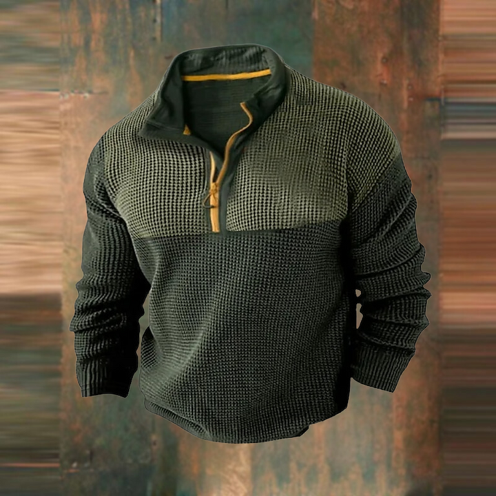 Sebastian | Męski Sweter Waffle Zamek Golf