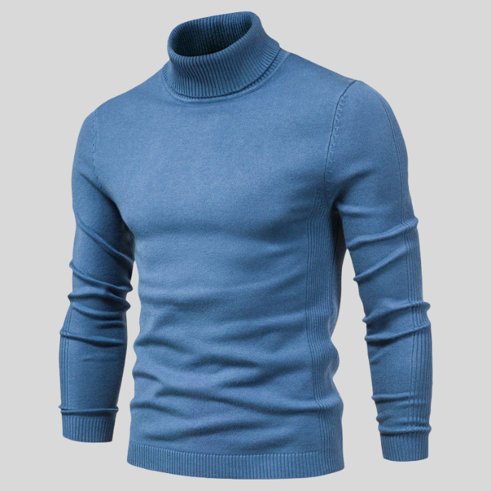 Igor | Męski Golf Dopasowany Sweter Dzianinowy Niebieski