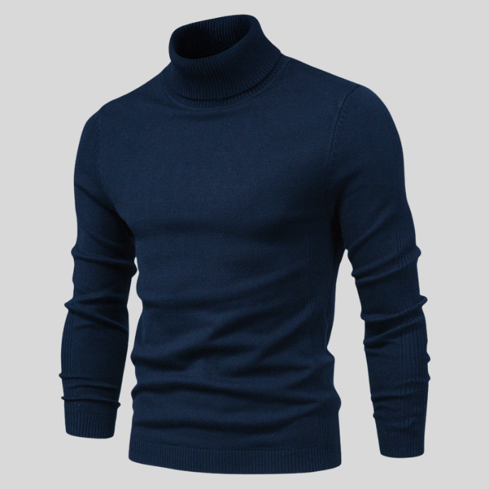 Igor | Męski Golf Dopasowany Sweter Dzianinowy Niebieski