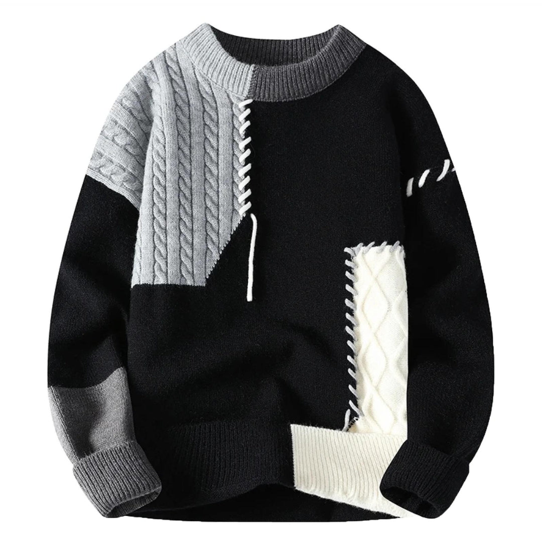 Luca | Wielokolorowy Sweter Patchwork z Dzianiny