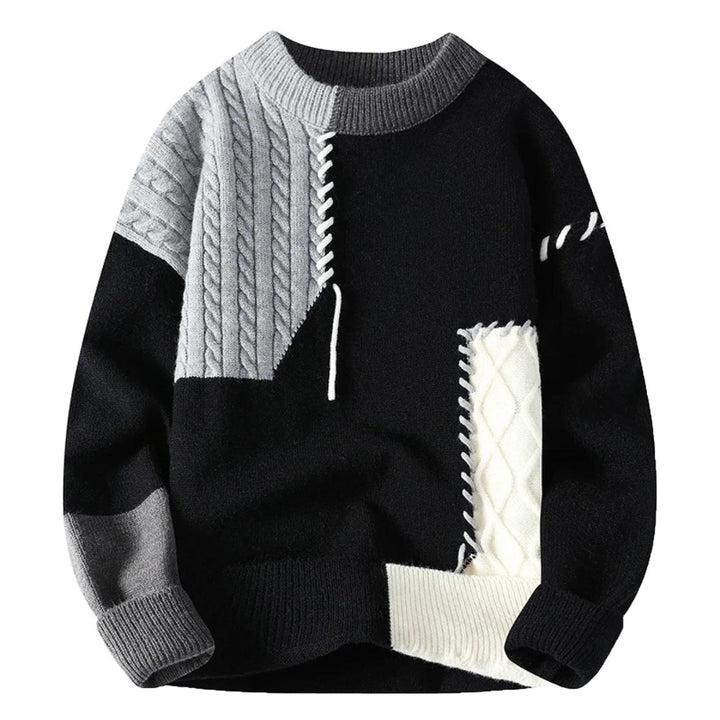 Luca | Wielokolorowy Sweter Patchwork z Dzianiny