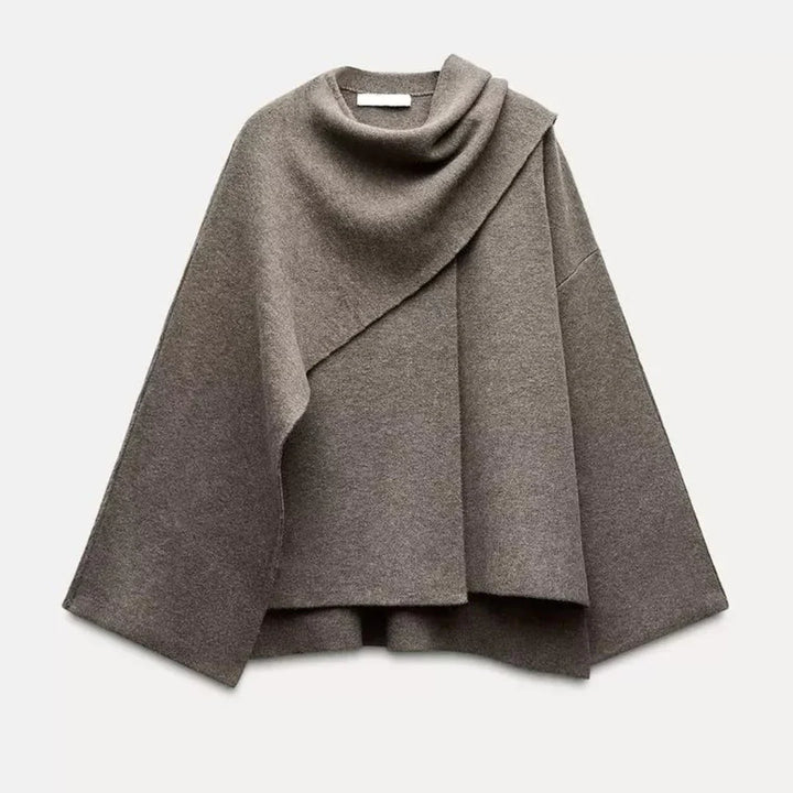 Oliwia | Oversize Płaszcz Wełniany z Szalowym Kołnierzem