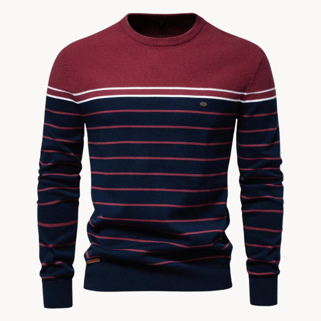 Tomasz | Biały Knitwear Sweter Męski w Paski