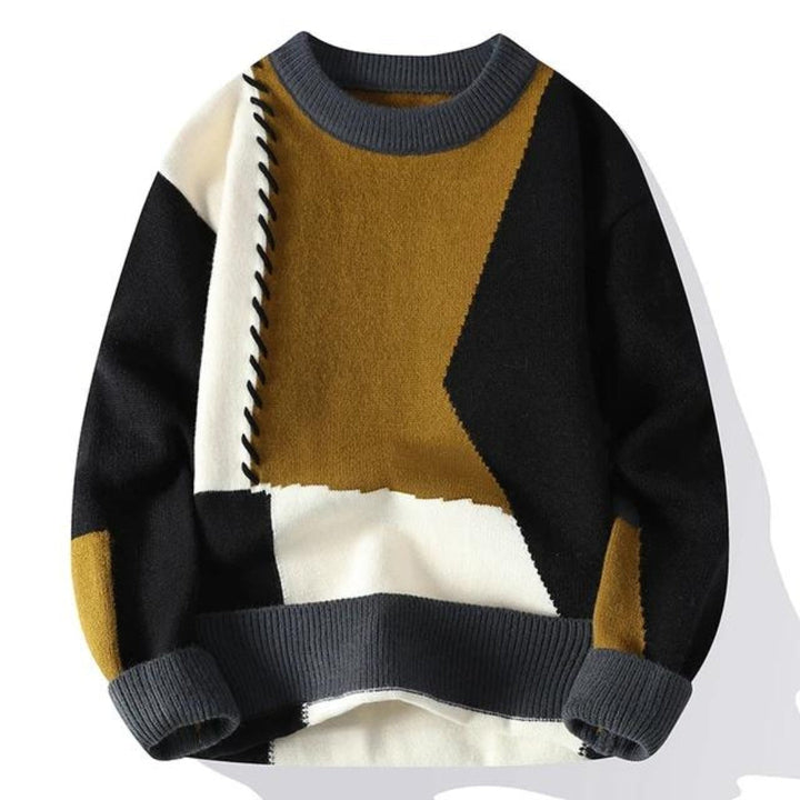 Luca | Wielokolorowy Sweter Patchwork z Dzianiny