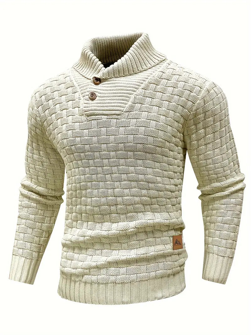 Marcin | Męski Sweter Knitwear Szalowy Kołnierz