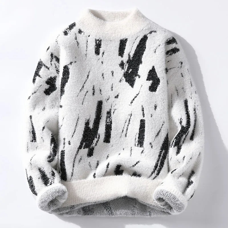 Sasza | Sweter Damski z Abstrakcyjnym Wzorem Longsleeve