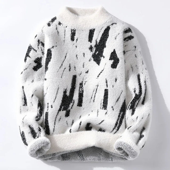 Sasza | Sweter Damski z Abstrakcyjnym Wzorem Longsleeve