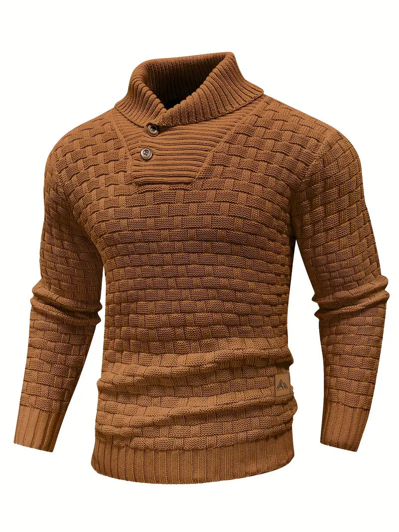 Marcin | Męski Sweter Knitwear Szalowy Kołnierz