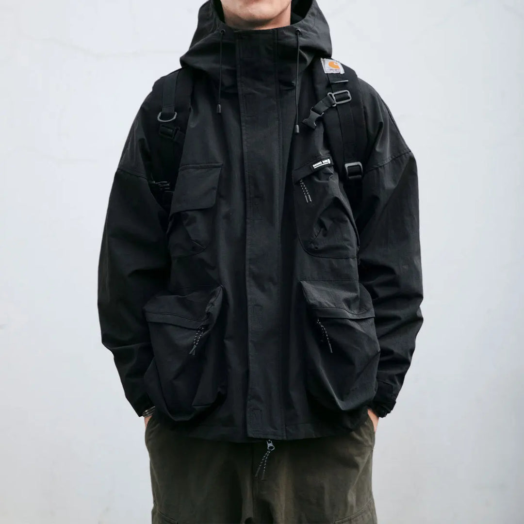 Dawid | Khaki Oversized Hooded Zip Jacket
