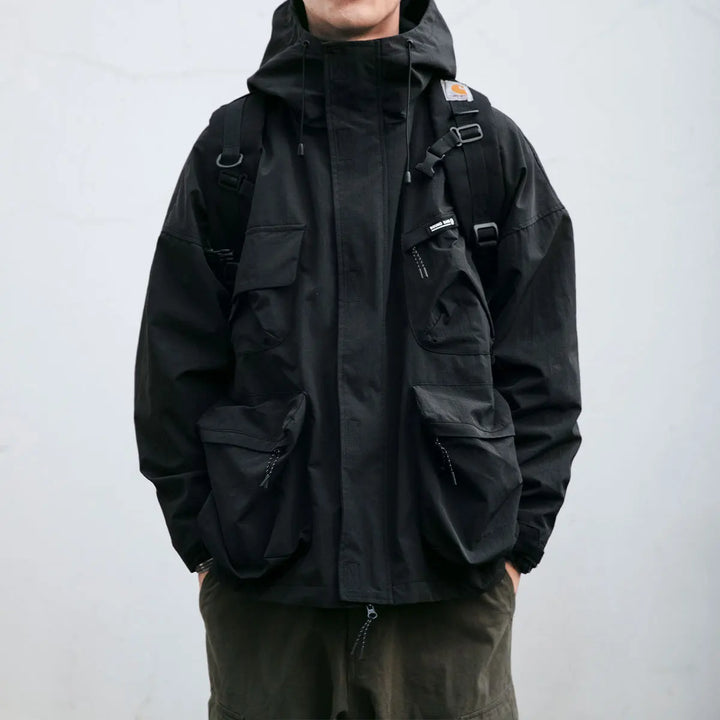 Dawid | Khaki Oversized Hooded Zip Jacket