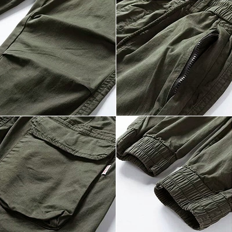 Patryk | Khaki Relaksowane Spodnie Jogger ze Ściągaczem