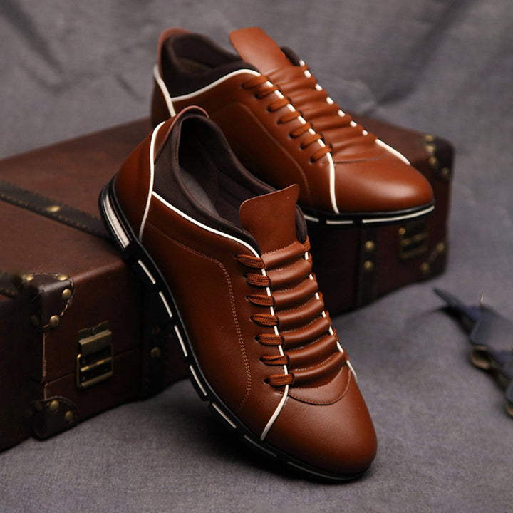 Krzysztof | Brązowe Skórzane Mokasyny Lace-Up Męskie