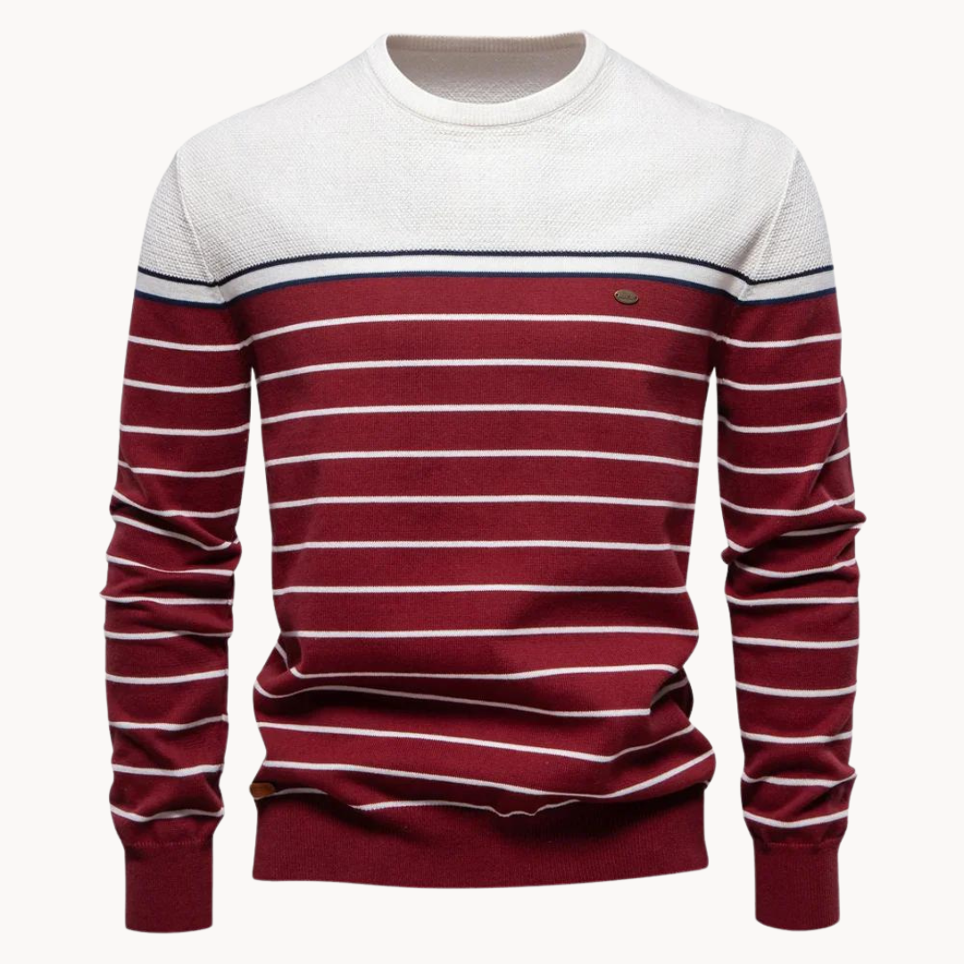 Tomasz | Biały Knitwear Sweter Męski w Paski