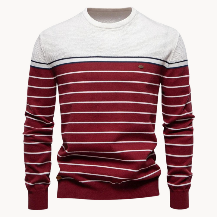 Tomasz | Biały Knitwear Sweter Męski w Paski
