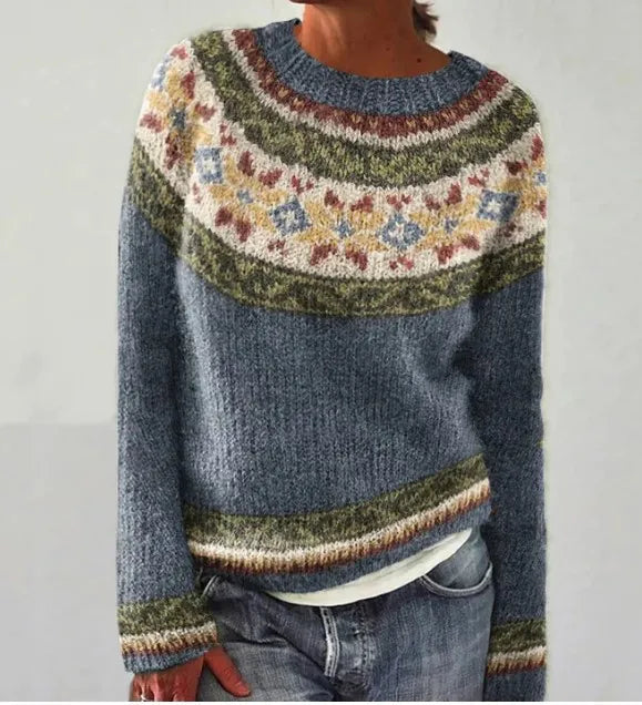 Iga | Sweter w Pasy Długi Rękaw Relaxed Fit