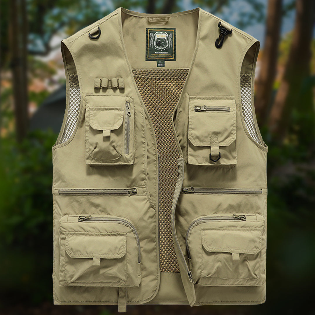 Marcel | Kamizelka Wędkarska Khaki Nylon Zapinana