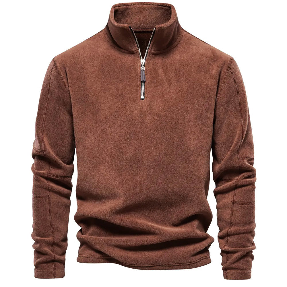 Tymon | Męski Polarowy Sweter Rozpinany Stójka