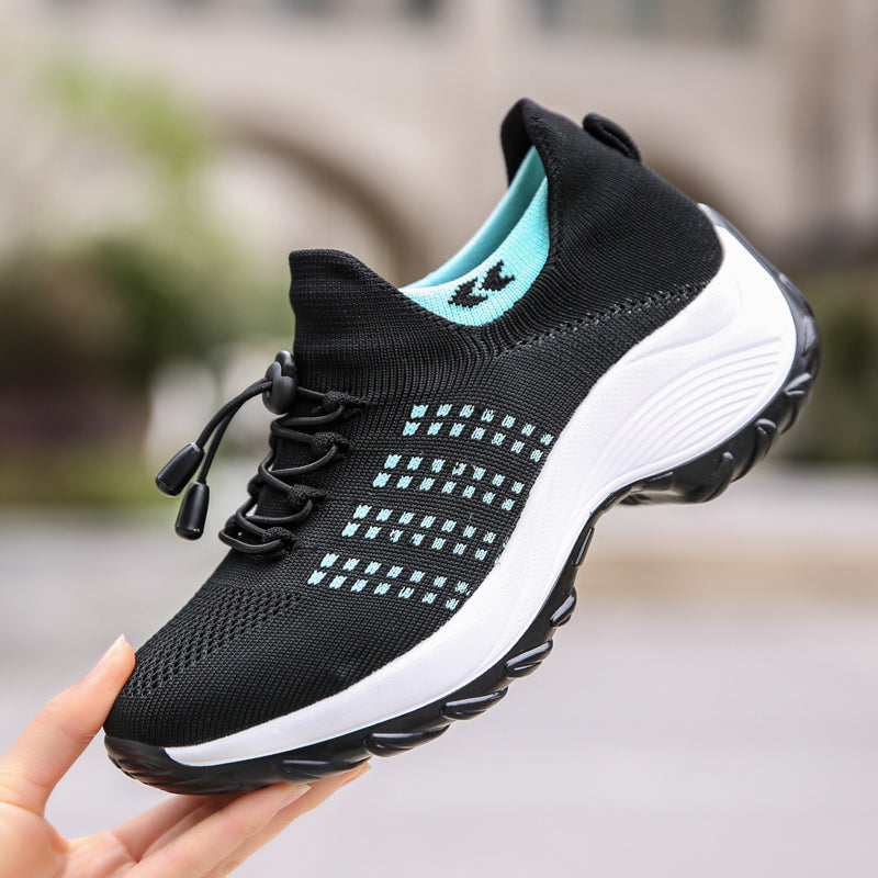 Oliwia | Buty Sportowe Maroon Dzianinowe Sznurowane
