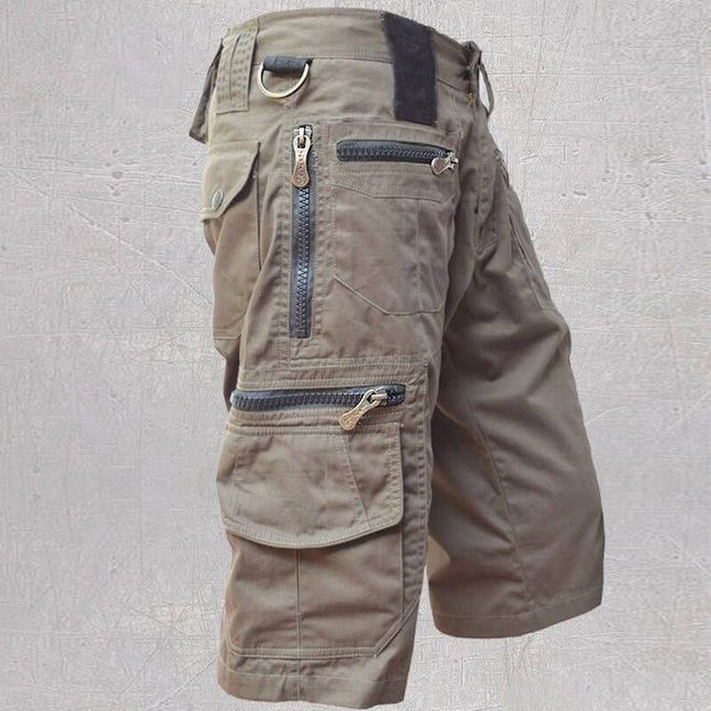 Oskar | Męskie Szorty Cargo Khaki Zapinane