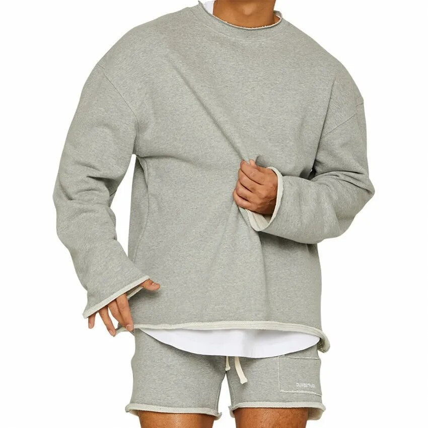 Jan | Oversize Bluzę Długim Rękawem Szorty Komplet