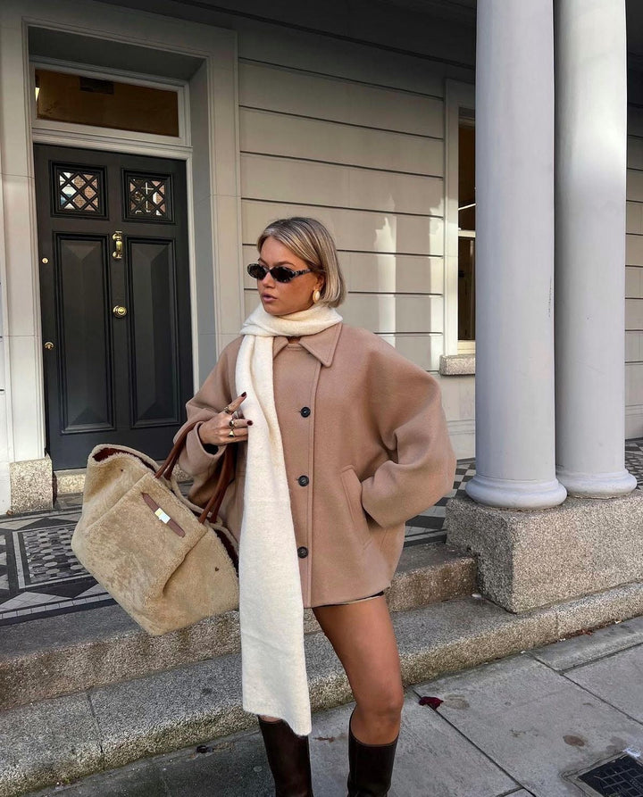 Gabriela | Damski Wełniany Płaszcz Przejściowy Oversize