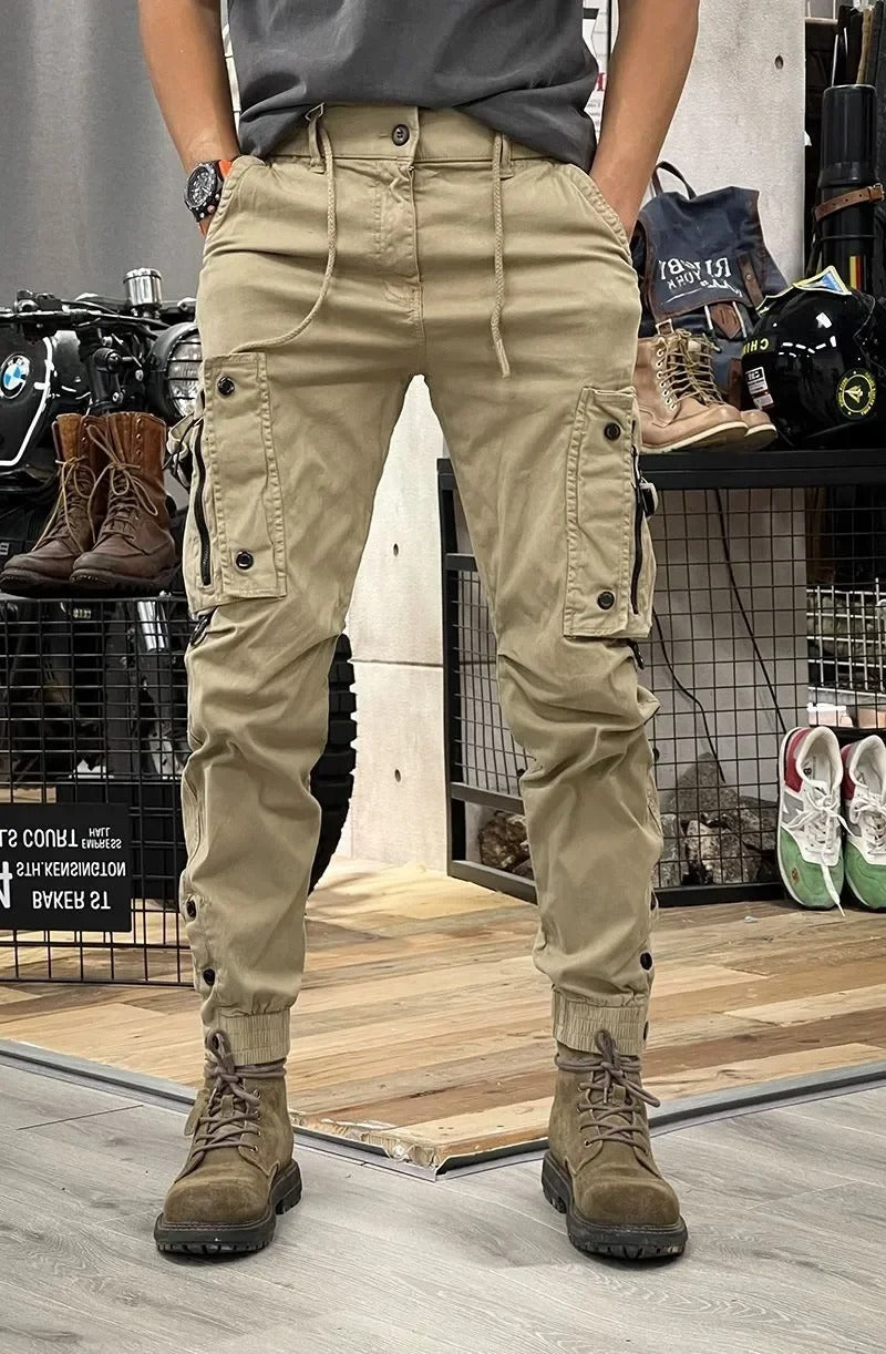 Krzysztof | Joggery Męskie Khaki Relaksowane ze Sznurkiem