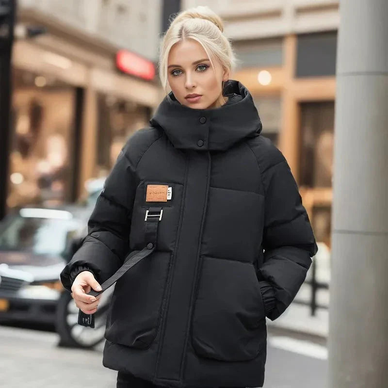 Sylwia | Kurtka Zimowa Damska Pikowana z Kapturem Oversize