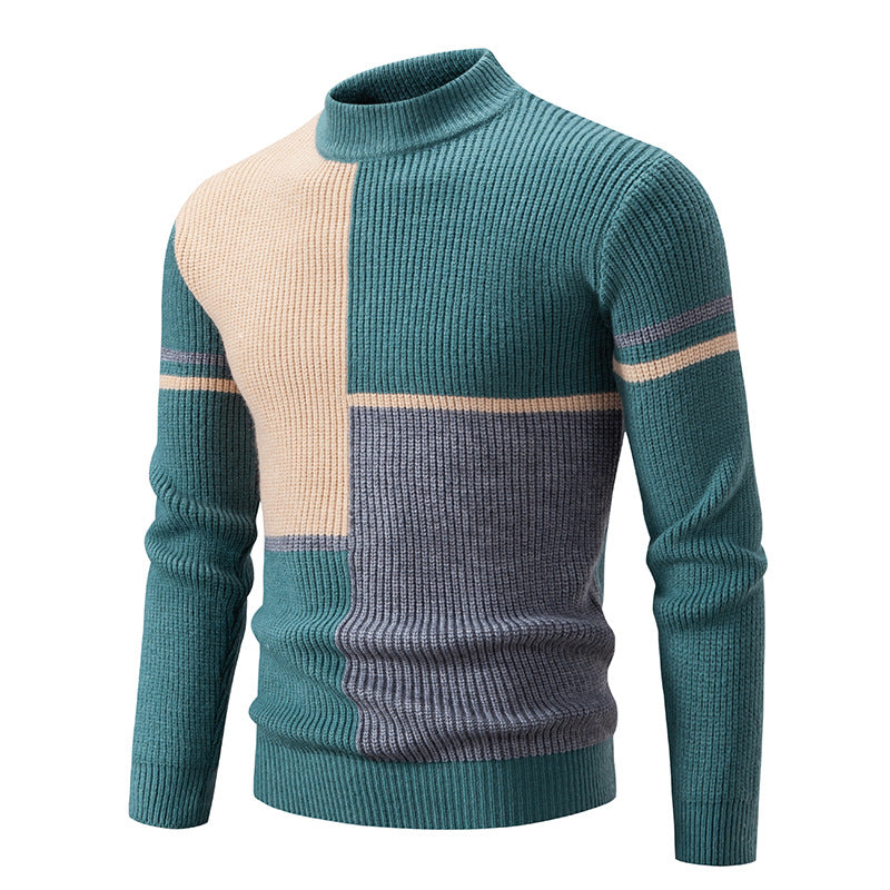 Maciej | Męski Golf Wielokolorowy Dzianinowy Sweter