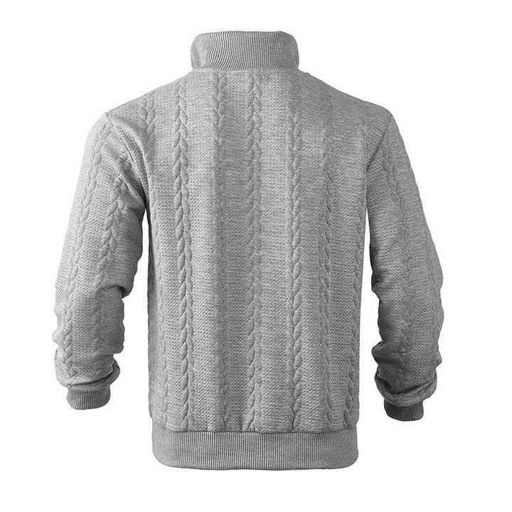 Adam | Męski Sweter z Warkoczem Stójka Suwak