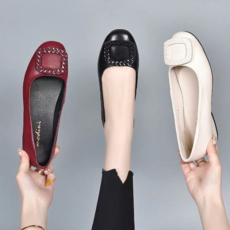 Hanna | Czerwone Skórzane Buty Damskie Płaskie