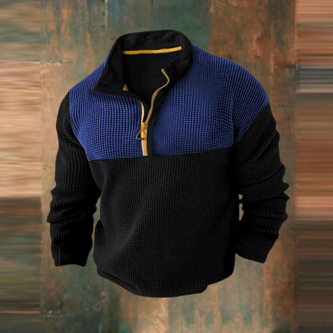 Sebastian | Męski Sweter Waffle Zamek Golf