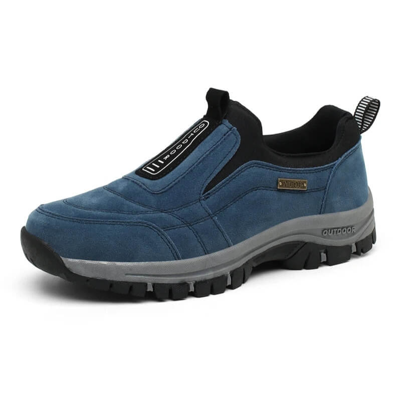 Nika | Niebieskie Zamszowe Buty Slip-On z Grubą Podeszwą