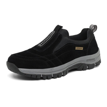 Nika | Niebieskie Zamszowe Buty Slip-On z Grubą Podeszwą